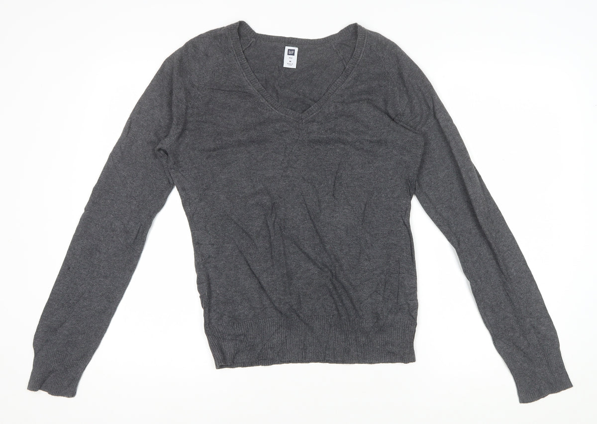 GAP Men’s Grey M V-Neck Fine Knit Pullover Jumper
