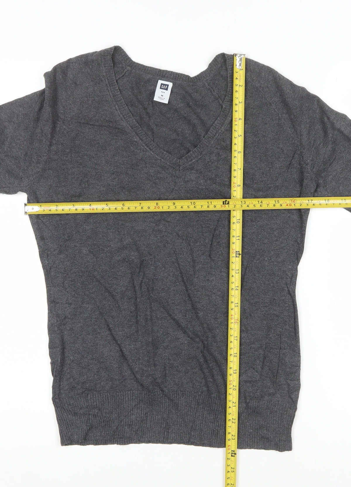 GAP Men’s Grey M V-Neck Fine Knit Pullover Jumper