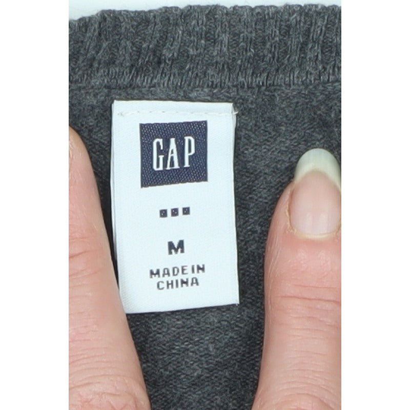 GAP Men’s Grey M V-Neck Fine Knit Pullover Jumper