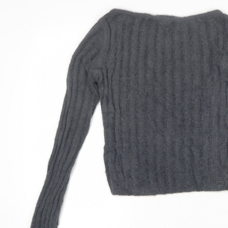 Pacific Republic Women's Grey XS Cable Knit Boat Neck Jumper