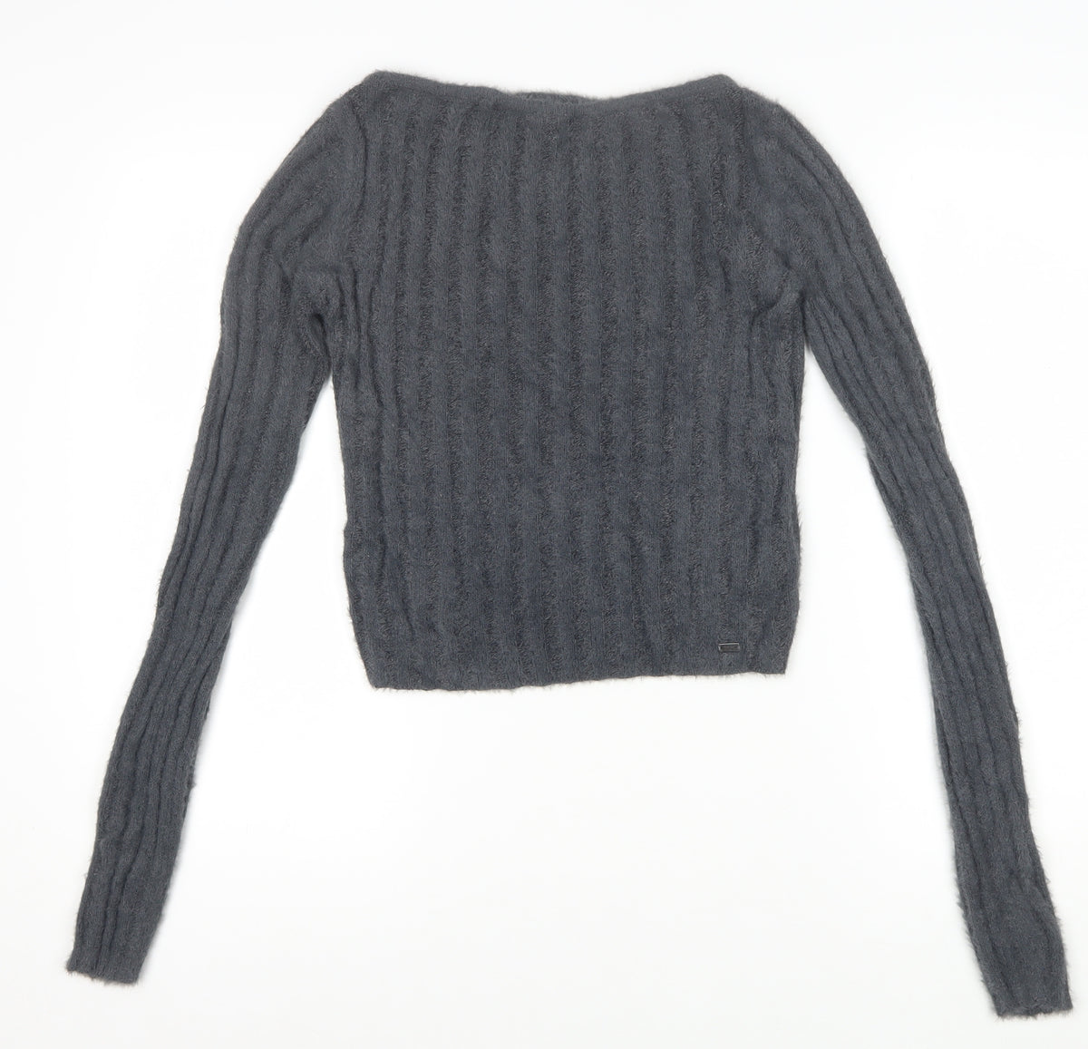 Pacific Republic Women's Grey XS Cable Knit Boat Neck Jumper