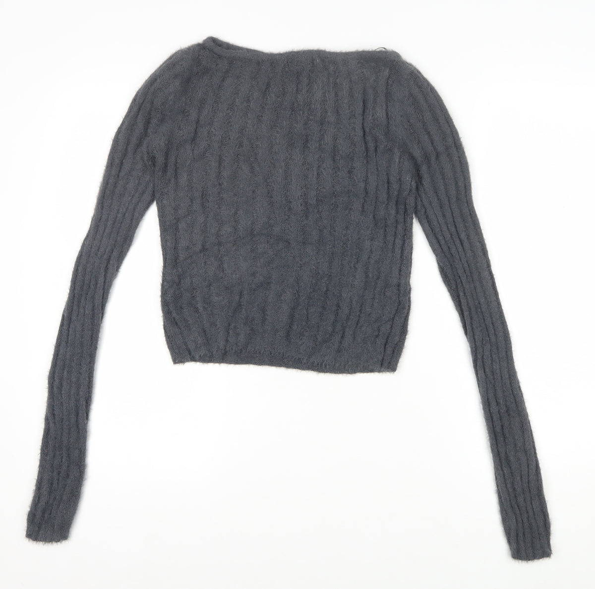 Pacific Republic Women's Grey XS Cable Knit Boat Neck Jumper