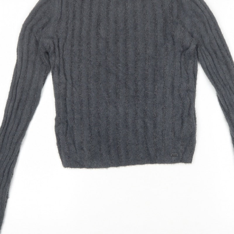 Pacific Republic Women's Grey XS Cable Knit Boat Neck Jumper