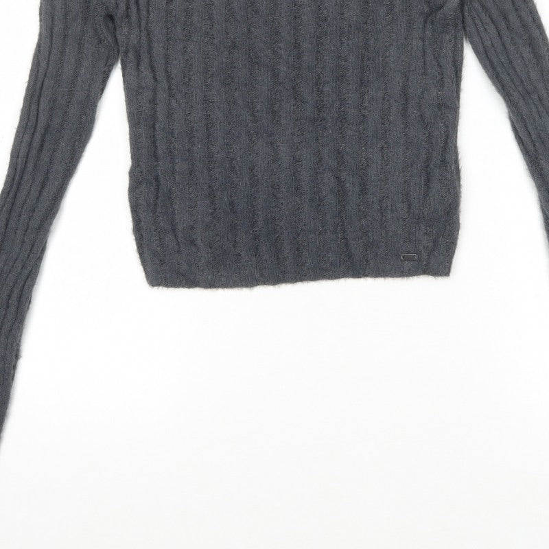 Pacific Republic Women's Grey XS Cable Knit Boat Neck Jumper