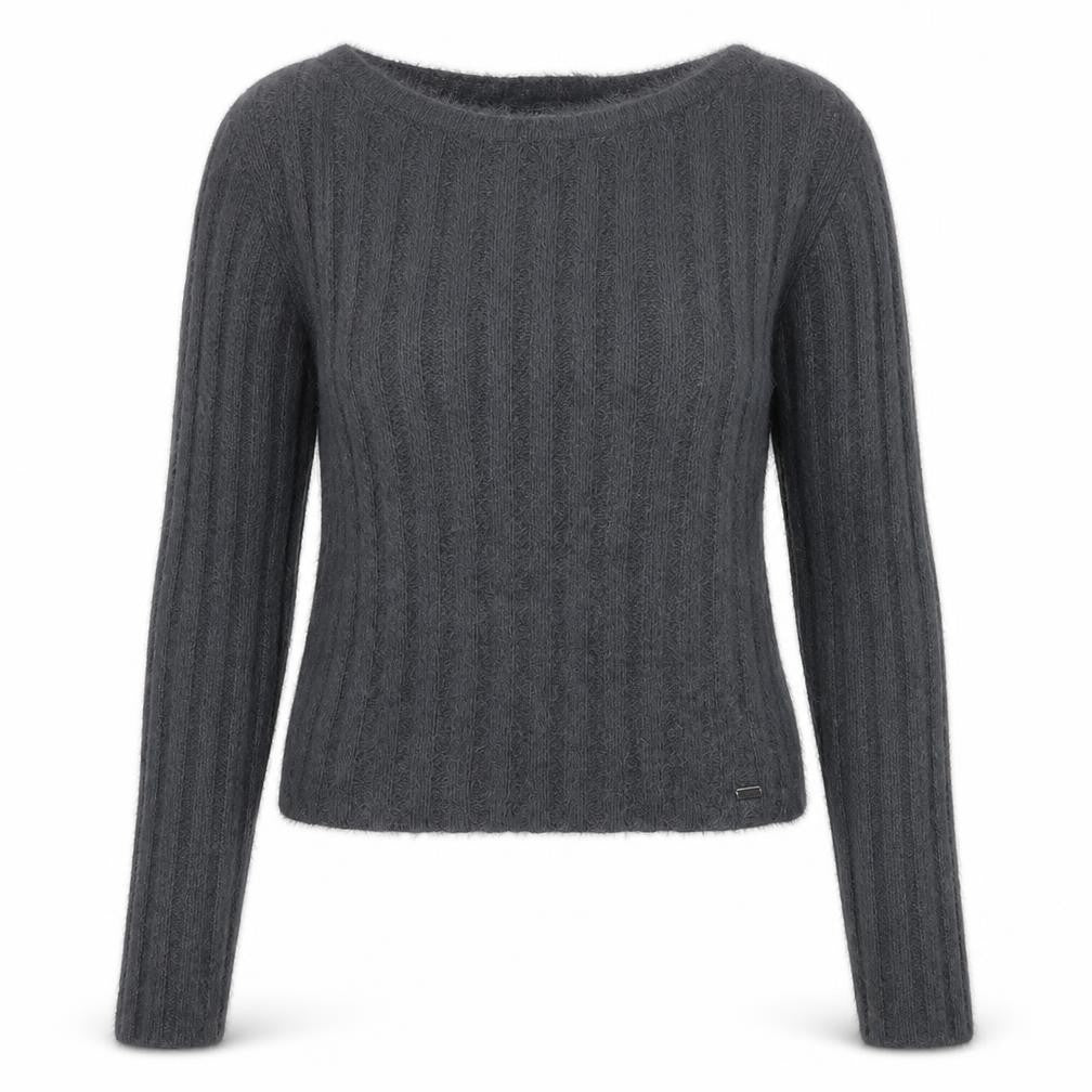 Pacific Republic Women's Grey XS Cable Knit Boat Neck Jumper
