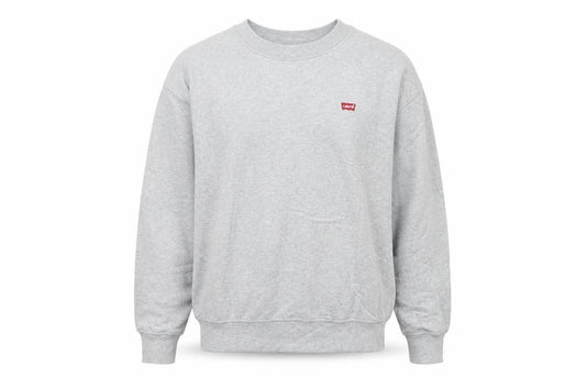 Levi's Men Grey M Crew Neck Pullover Cotton Logo Sweatshirt
