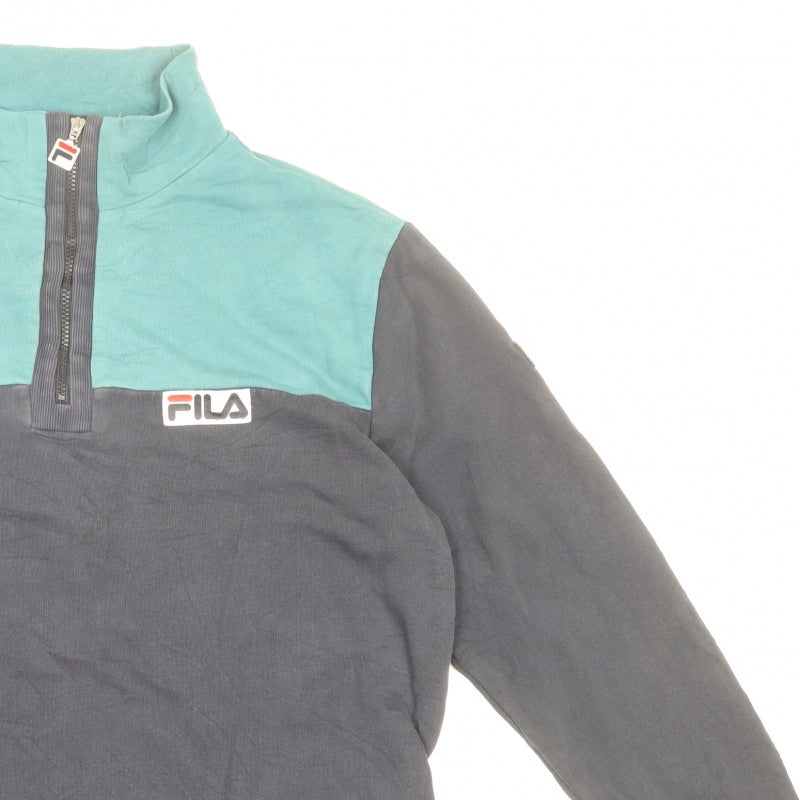 FILA Men’s Multicoloured XL 1/4 Zip High Neck Pullover Sweatshirt Vintage