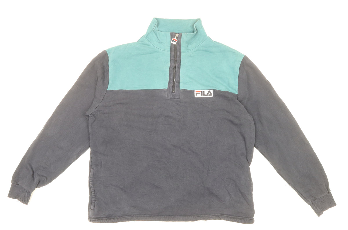 FILA Men’s Multicoloured XL 1/4 Zip High Neck Pullover Sweatshirt Vintage