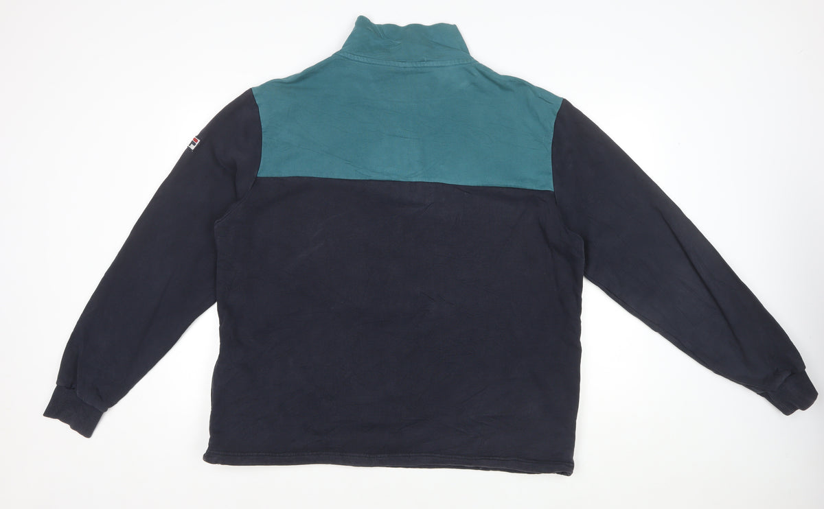 FILA Men’s Multicoloured XL 1/4 Zip High Neck Pullover Sweatshirt Vintage