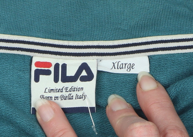 FILA Men’s Multicoloured XL 1/4 Zip High Neck Pullover Sweatshirt Vintage