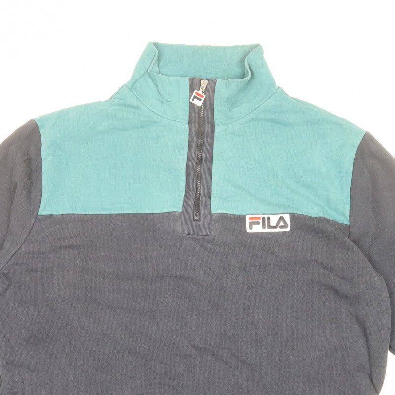 FILA Men’s Multicoloured XL 1/4 Zip High Neck Pullover Sweatshirt Vintage