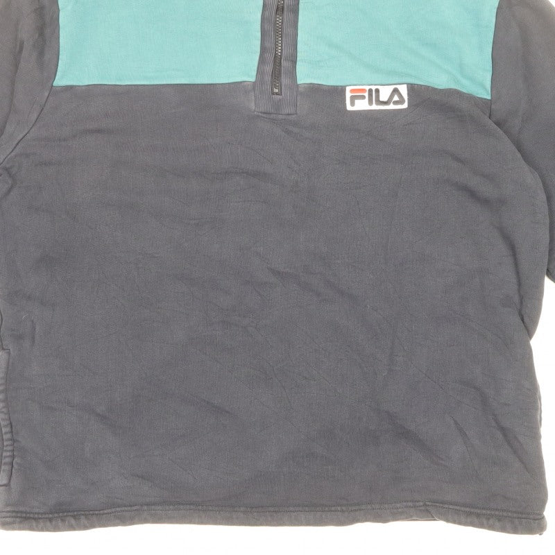 FILA Men’s Multicoloured XL 1/4 Zip High Neck Pullover Sweatshirt Vintage
