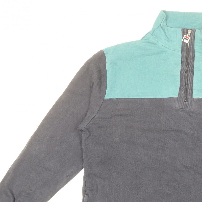 FILA Men’s Multicoloured XL 1/4 Zip High Neck Pullover Sweatshirt Vintage