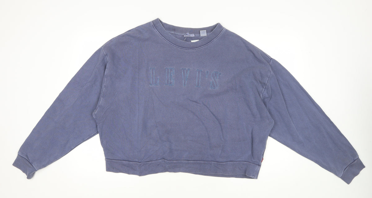 Levi's Men’s Blue L Embroidered Logo Crew Neck Pullover Sweatshirt