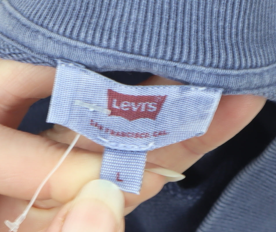 Levi's Men’s Blue L Embroidered Logo Crew Neck Pullover Sweatshirt