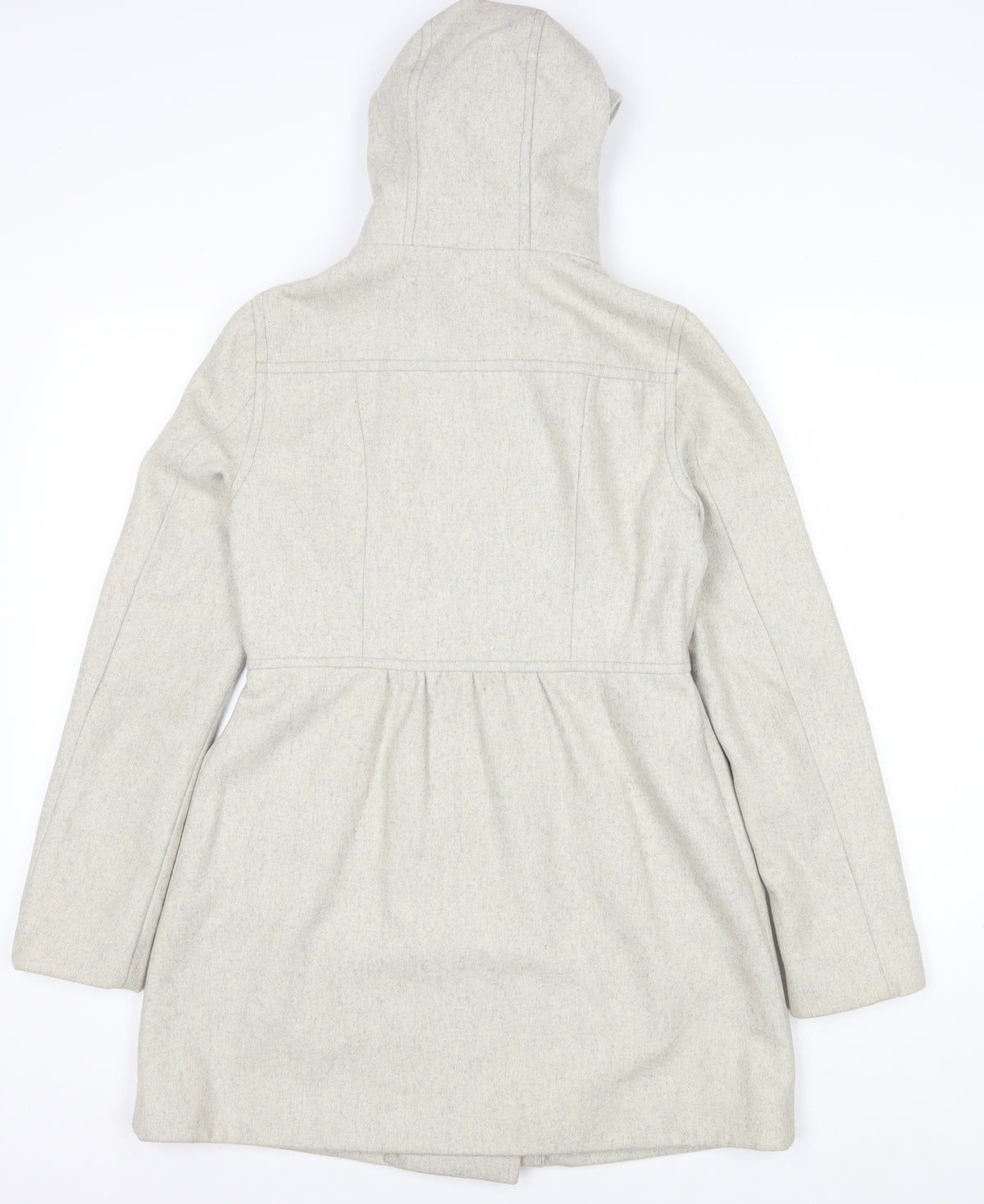 H&M Divided Women's Grey UK 8 Hooded Wool Blend Pea Coat