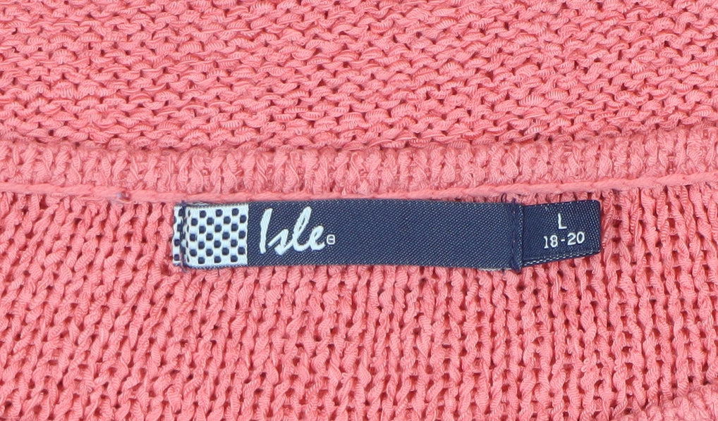 Kale Women's Pink Size 18 Cable-Knit Round Neck Long Sleeve Pullover