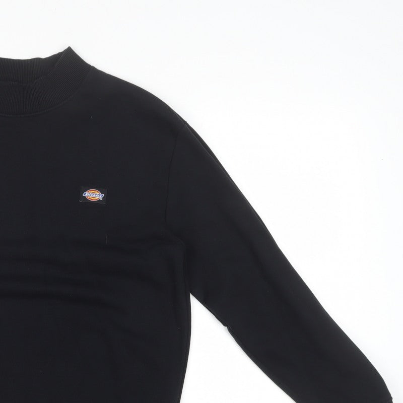 Dickies Men’s Black Small Mock Neck Logo Pullover Sweatshirt