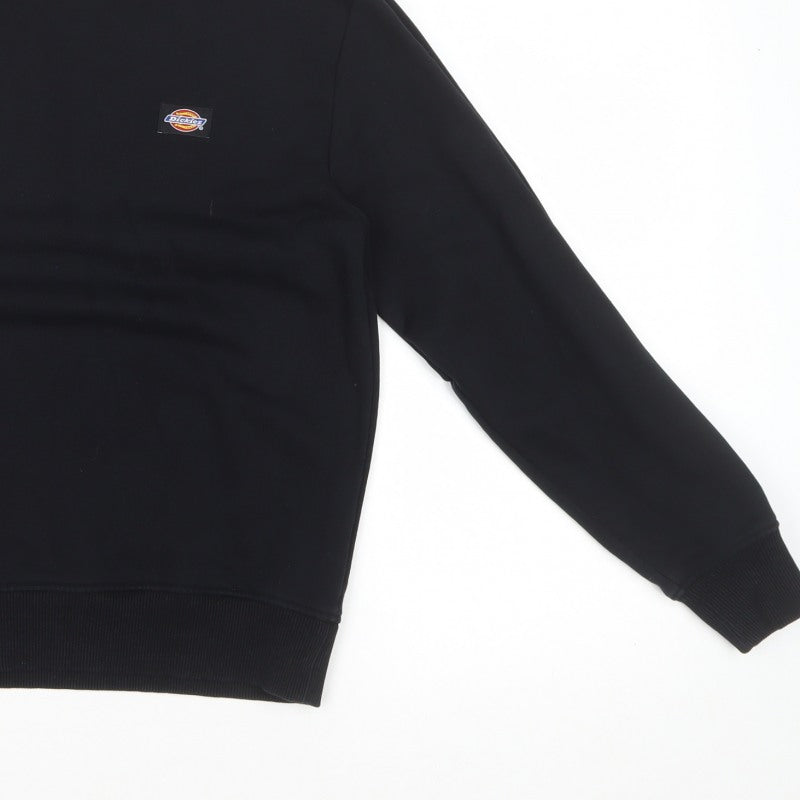Dickies Men’s Black Small Mock Neck Logo Pullover Sweatshirt