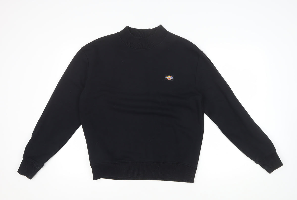 Dickies Men’s Black Small Mock Neck Logo Pullover Sweatshirt