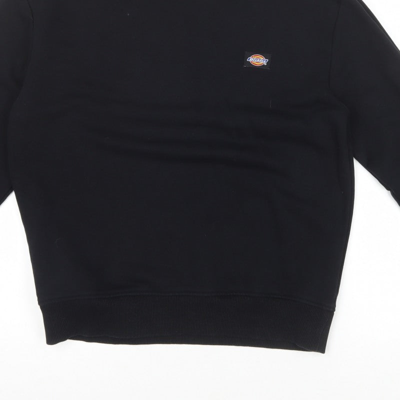 Dickies Men’s Black Small Mock Neck Logo Pullover Sweatshirt