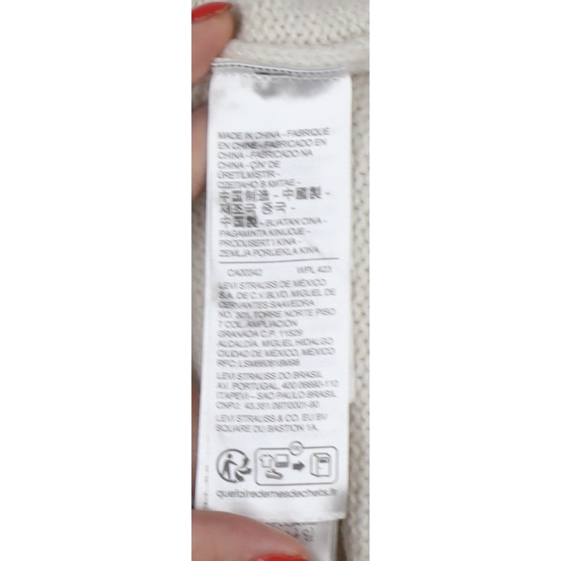 Levi's Women Ivory XS Ruffle Open Knit Crew Neck Jumper