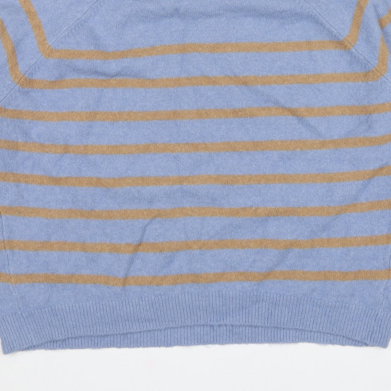 New Look Women’s Blue Brown Stripe Crew Neck Jumper Size M