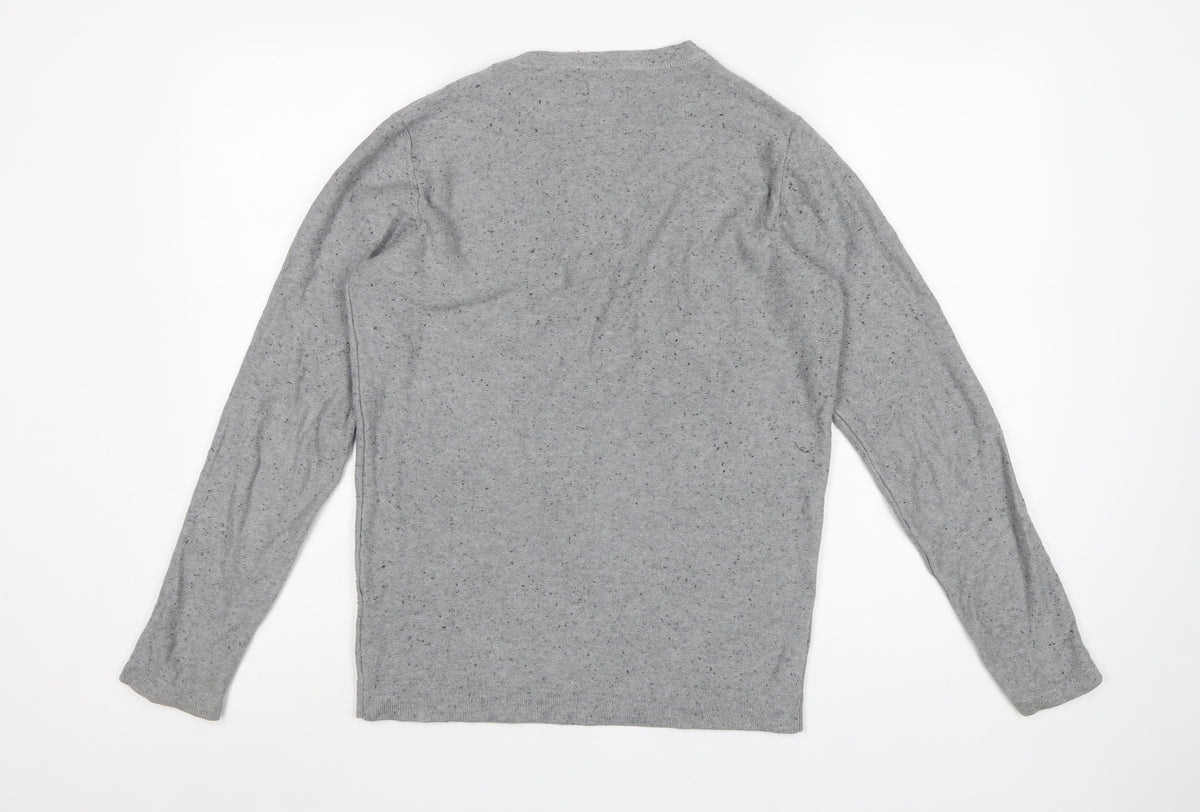 Selected Homme Men Grey S Crew Neck Lightweight Knit Jumper