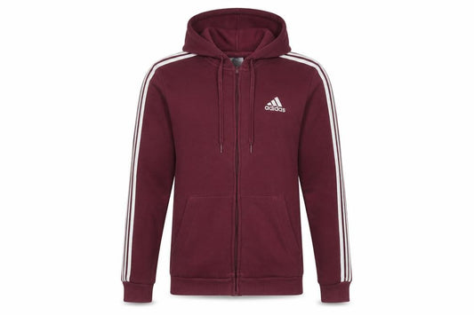 Adidas Men’s Red S Full Zip 3 Stripe Logo Hoodie