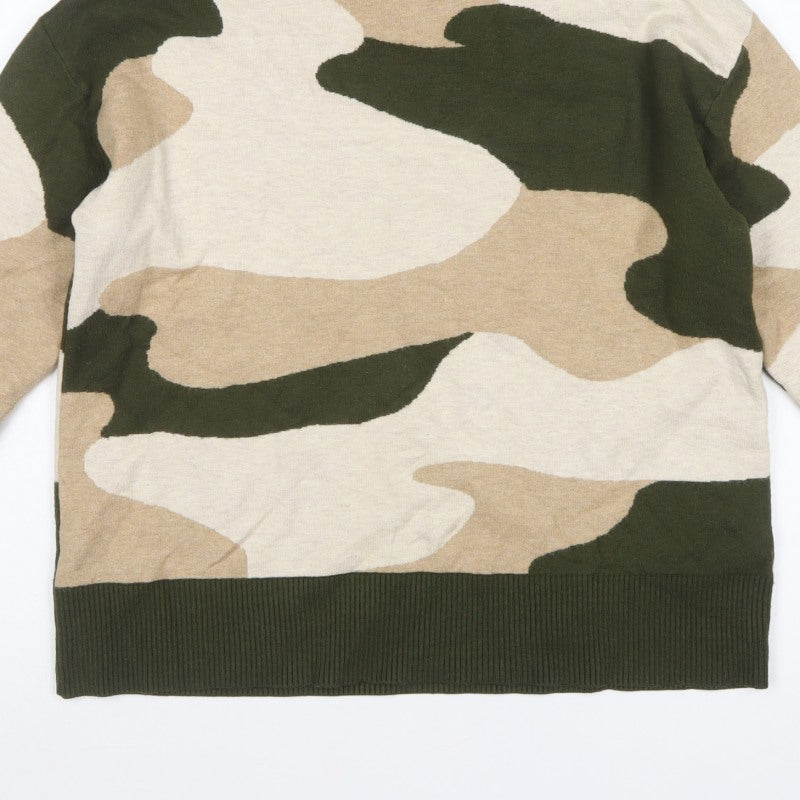 M&S Women’s Multicoloured Camo Roll Neck Knit Jumper Size M