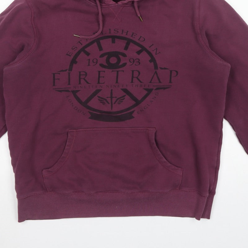 Firetrap Men's Purple 2XL Pullover Hoodie Graphic Logo Fleece