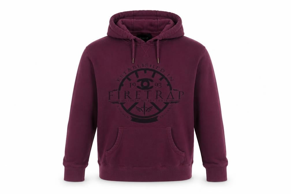 Firetrap Men's Purple 2XL Pullover Hoodie Graphic Logo Fleece
