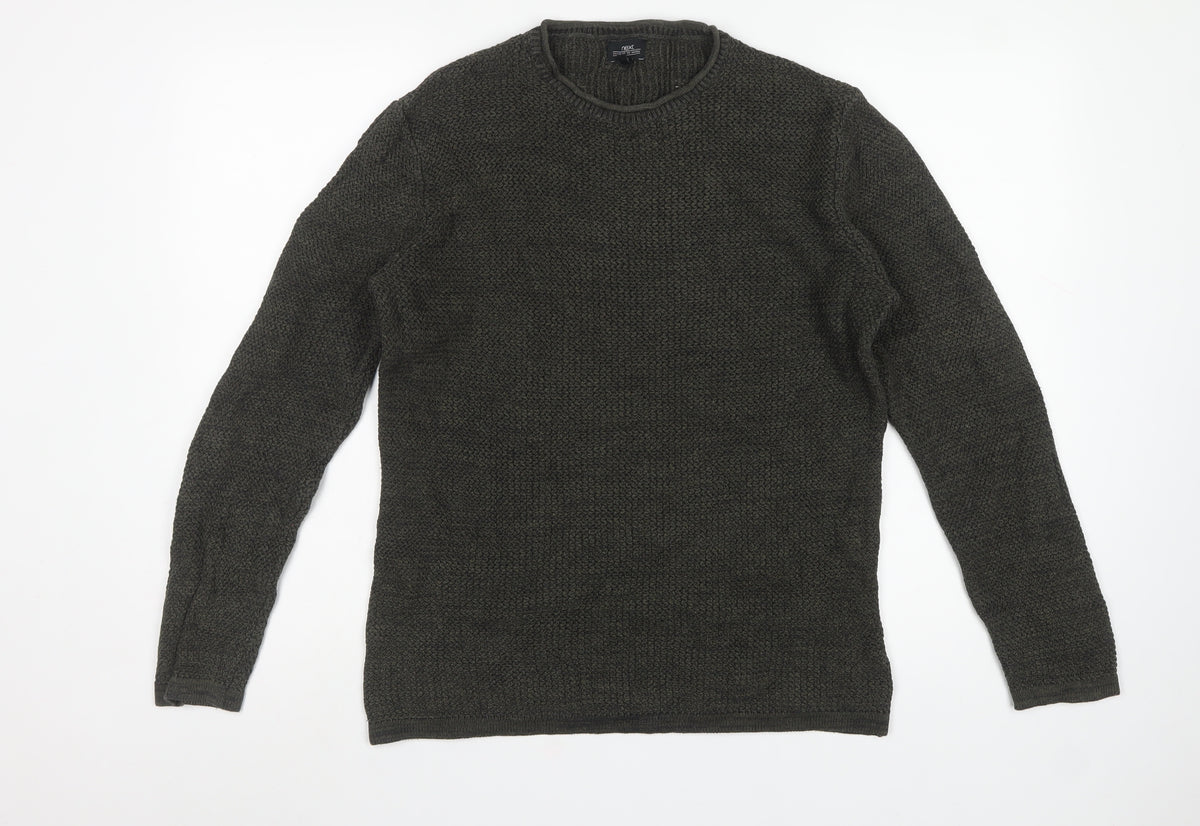 Next Men’s Green Medium Textured Knit Crew Neck Pullover Jumper