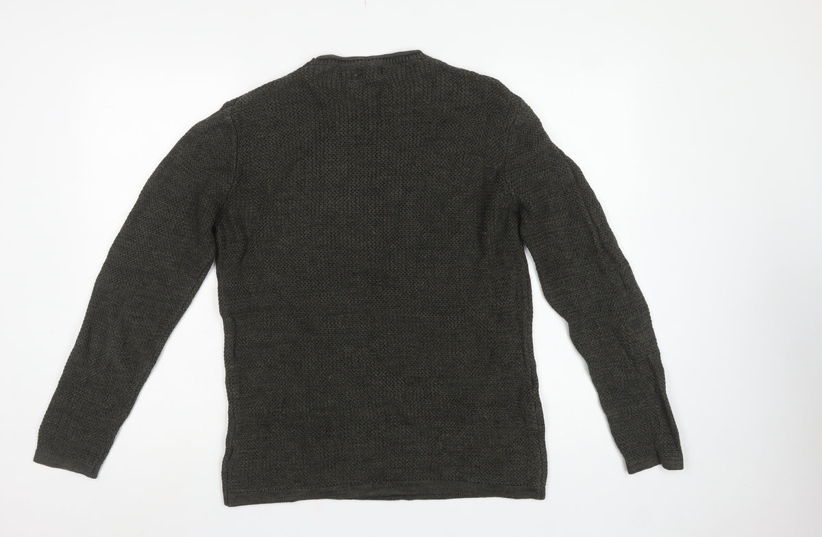 Next Men’s Green Medium Textured Knit Crew Neck Pullover Jumper