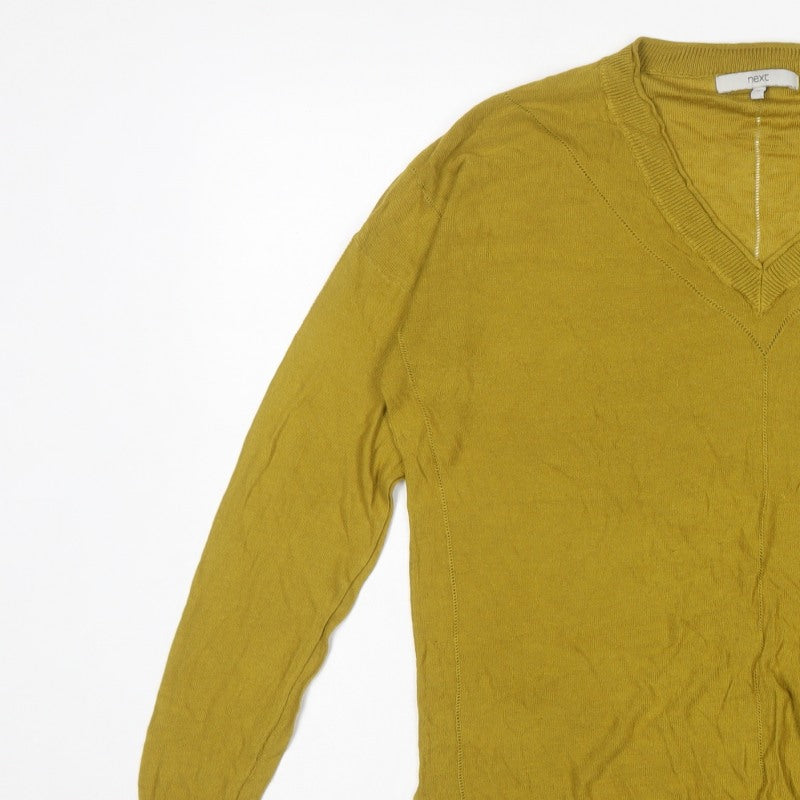 Next Women’s Yellow V-Neck Lightweight Knit Pullover Jumper UK 16