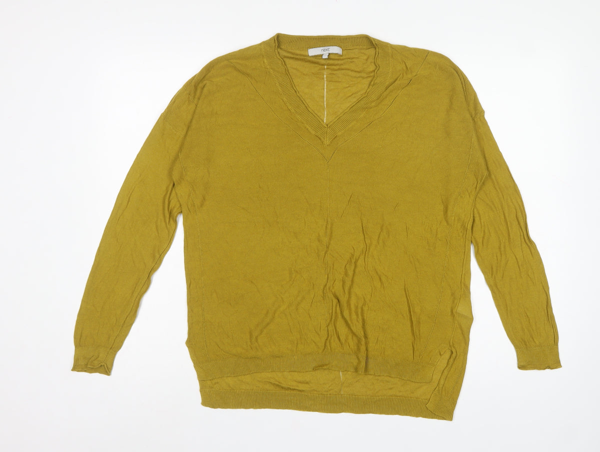 Next Women’s Yellow V-Neck Lightweight Knit Pullover Jumper UK 16