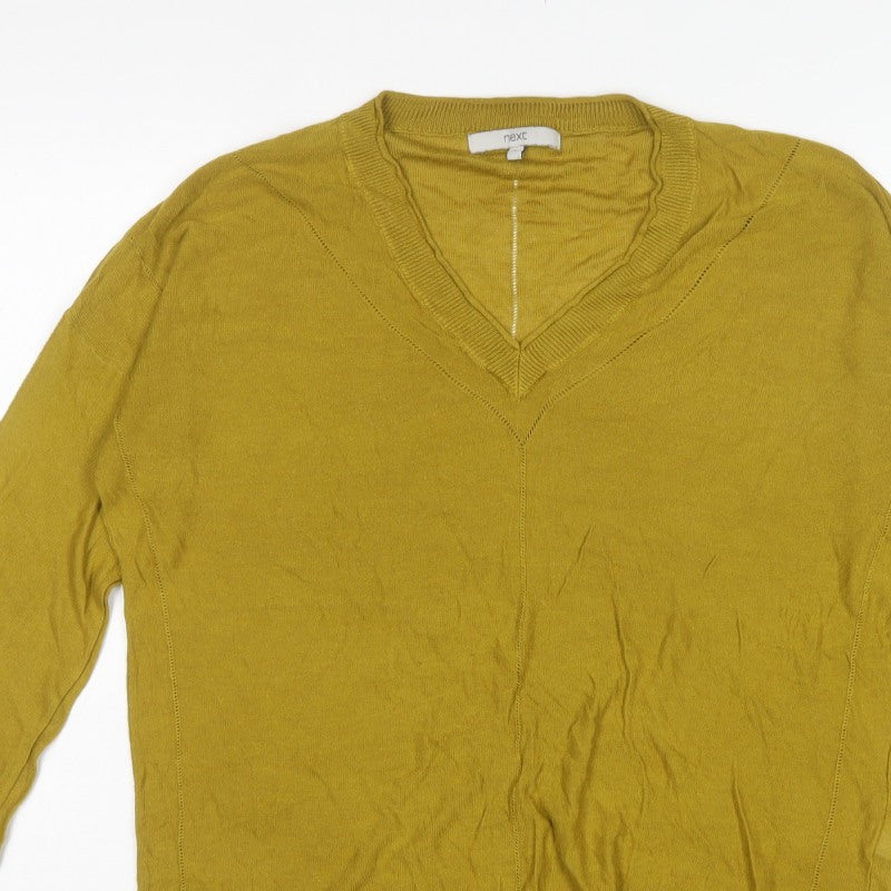 Next Women’s Yellow V-Neck Lightweight Knit Pullover Jumper UK 16