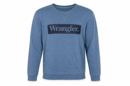 Wrangler Men’s Blue M Logo Graphic Crew Neck Pullover Sweatshirt