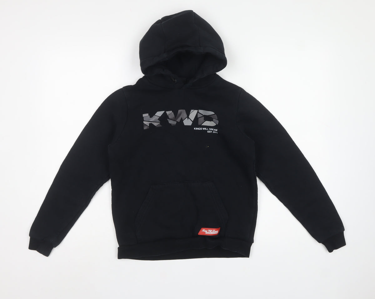 Kings Will Dream Boys Black S Pullover Graphic Logo Hoodie 80% Cotton