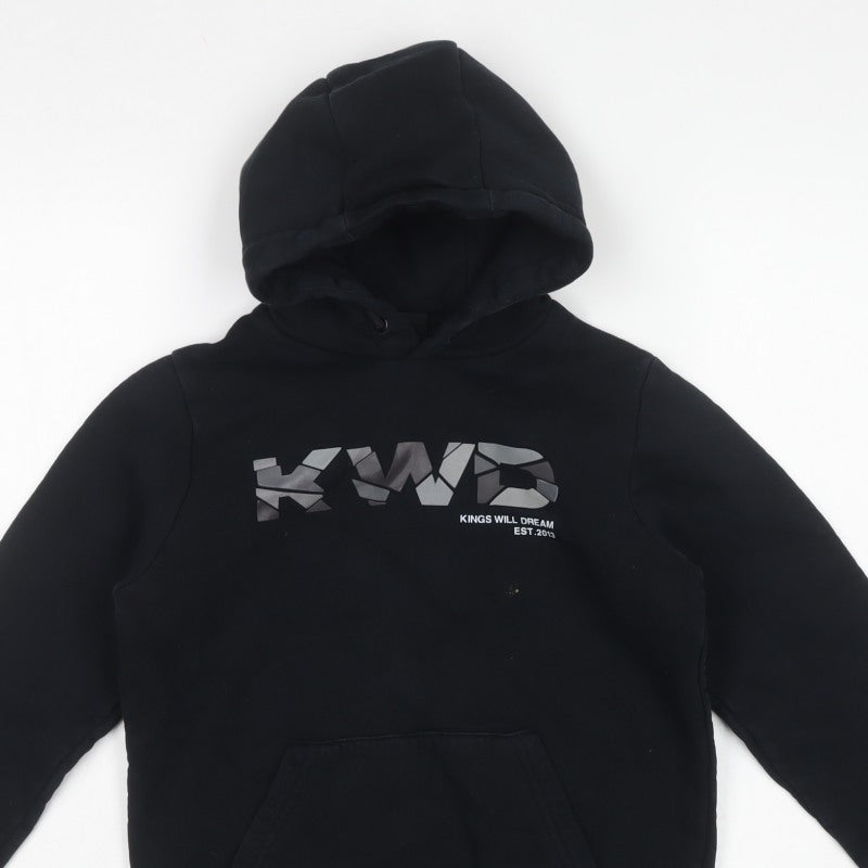 Kings Will Dream Boys Black S Pullover Graphic Logo Hoodie 80% Cotton