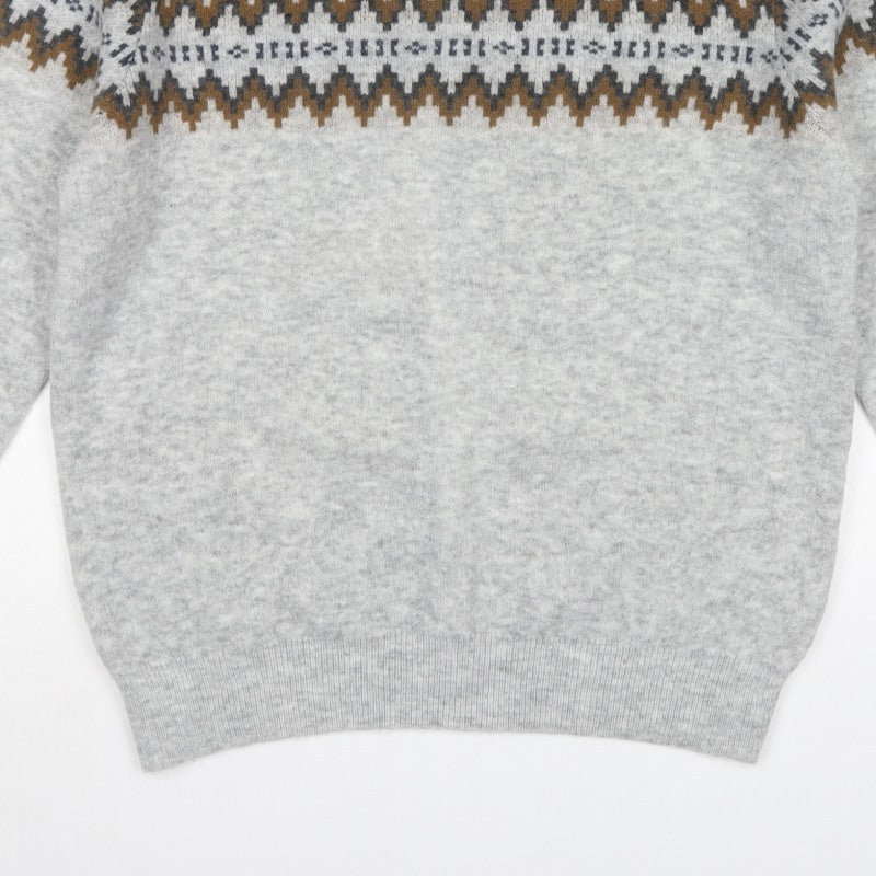 M&S Men Grey L Fair Isle Crew Neck Knit Pullover Jumper