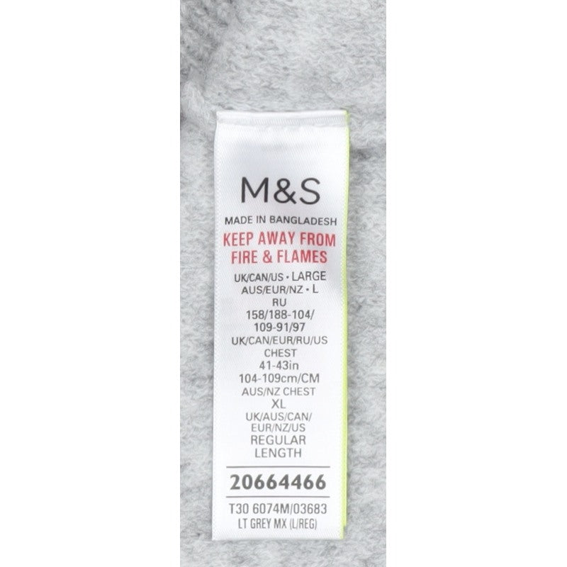 M&S Men Grey L Fair Isle Crew Neck Knit Pullover Jumper