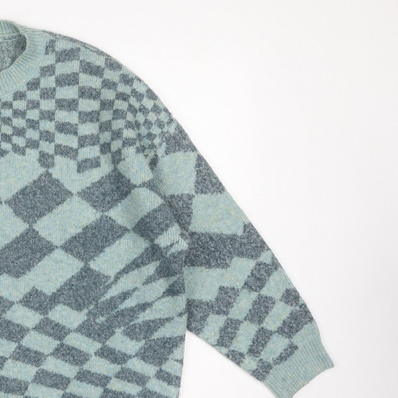 Pull&Bear Women’s Blue Grey Argyle Knit Pullover Jumper XS