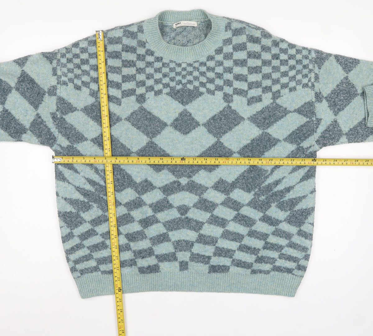 Pull&Bear Women’s Blue Grey Argyle Knit Pullover Jumper XS