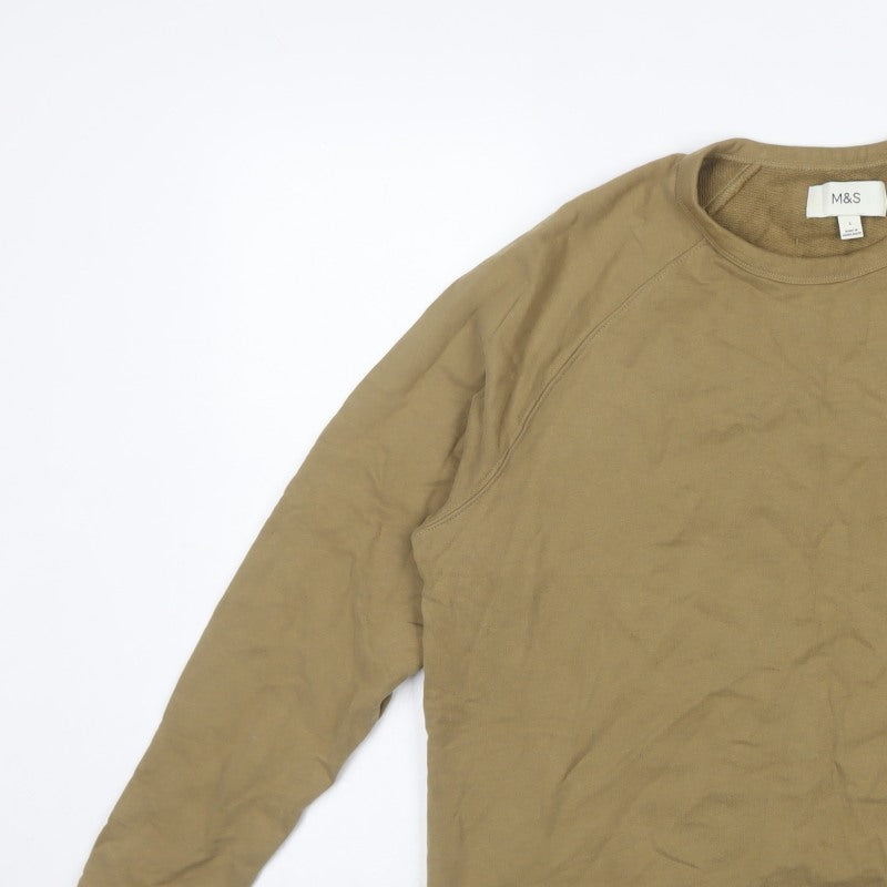 Marks and Spencer Men’s Beige L Crew Neck Pullover Sweatshirt