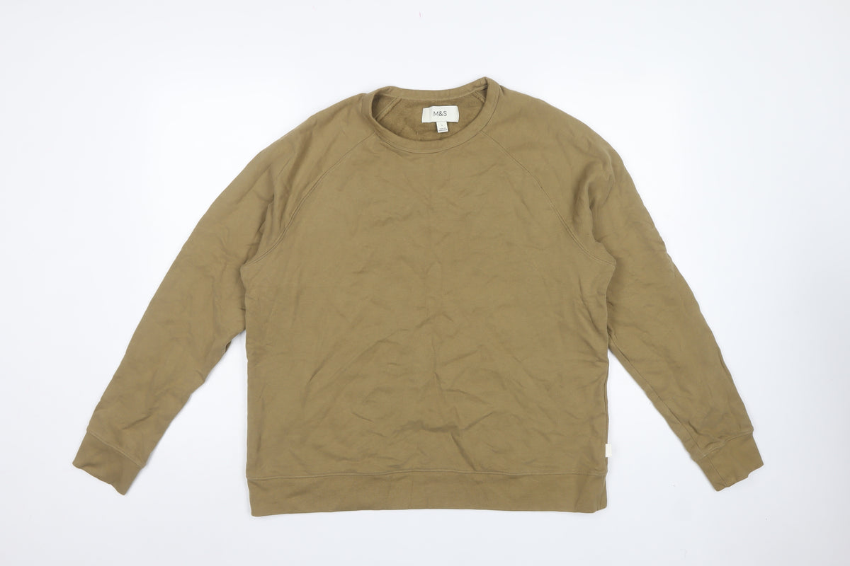 Marks and Spencer Men’s Beige L Crew Neck Pullover Sweatshirt