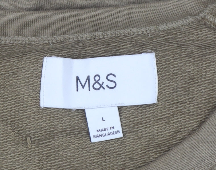 Marks and Spencer Men’s Beige L Crew Neck Pullover Sweatshirt