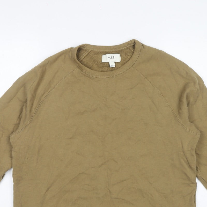 Marks and Spencer Men’s Beige L Crew Neck Pullover Sweatshirt