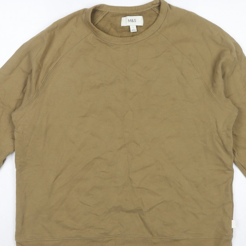 Marks and Spencer Men’s Beige L Crew Neck Pullover Sweatshirt