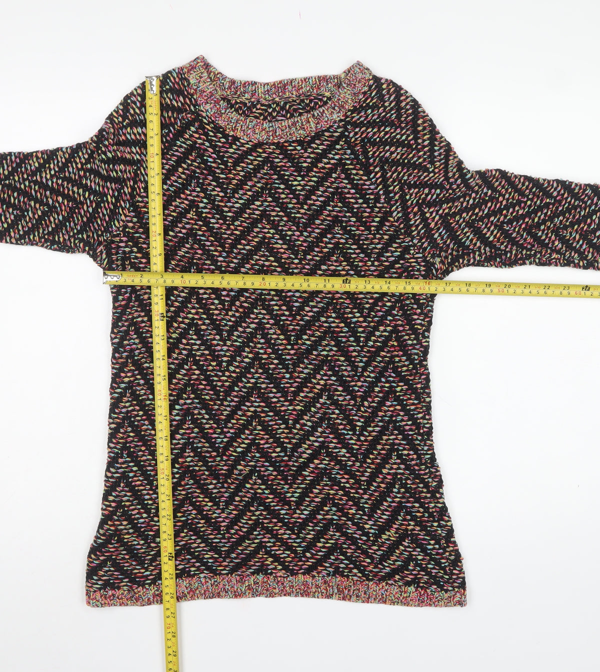 Love Label Women’s Multicoloured Cable-Knit Jumper UK 12 Pullover